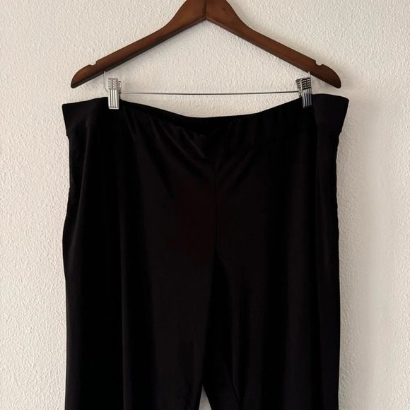 Black Pull On Black Stretch Cropped Trouser Pockets Dennis Basso XLP - Picture 4 of 12